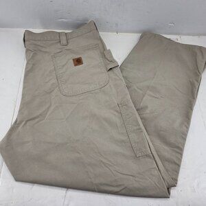 Carhartt Pants Mens 44/32 Loose Fit Tan Cargo Carpenter Canvas Workwear B151 TAN